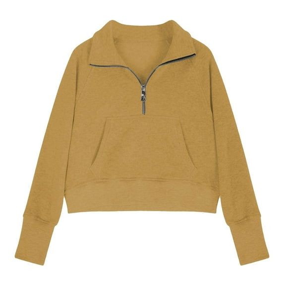 LIJCC Girls and Boys Half Zip Up Long Sleeve Pullover Solid Color Sweatshirt Soft Loose Casual Loose Outwear Tops(Yellow,7-8 Years)