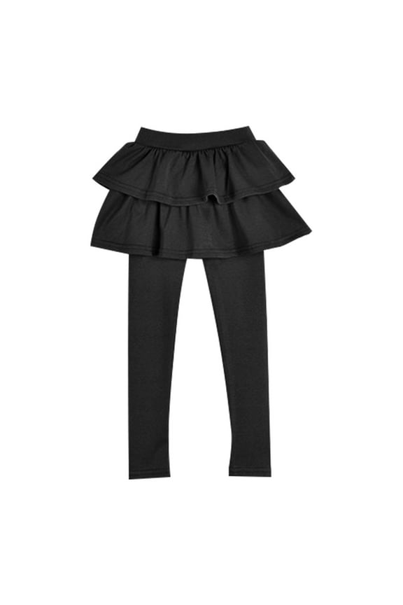 Girls cotton Cable Knit blend Footless Leggings Ruffle Skirt School Uniform Pants Kids Clothes