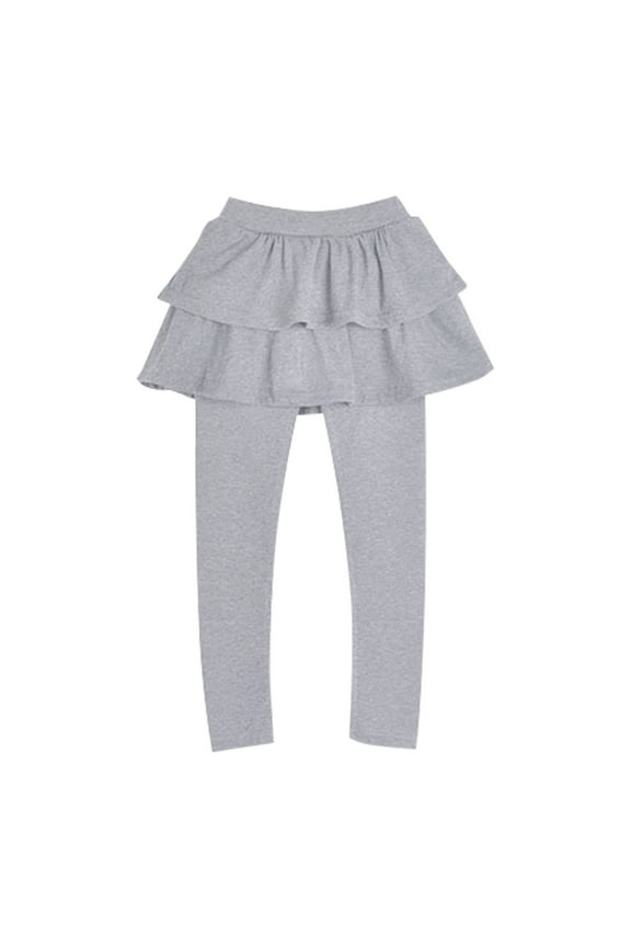 Girls cotton Cable Knit blend Footless Leggings Ruffle Skirt School Uniform Pants Kids Clothes