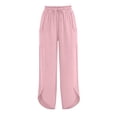 thumbnail image 1 of LIJCC Girls cropped pants Straight Wide Leg Trousers Solid Color Elastic High Waist Baggy Outdoor Casual Pants (Pink,8-9 Years), 1 of 9
