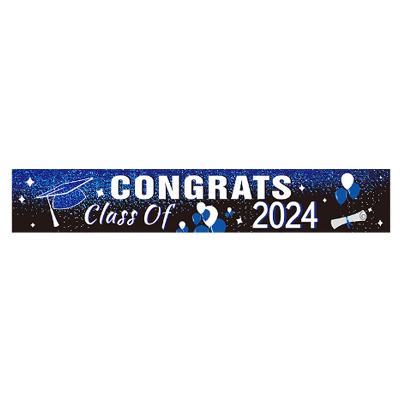 LIJCC Graduation Decorations Congrats Grad Class of 2024 Banner Blue and White Graduation Yard Sign Backgound Hanging Decorations for Indoor Outdoor 2024 Graduation Party Supplies