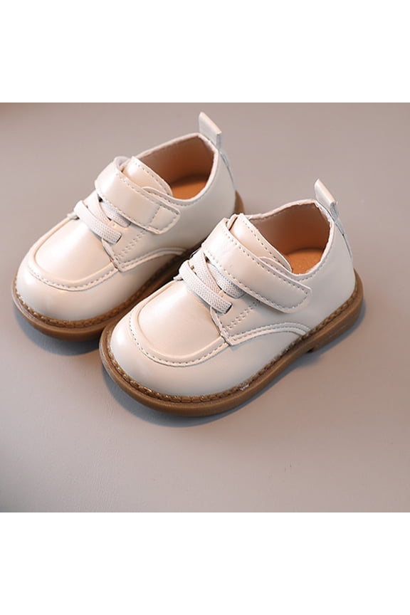 Infant Baby Boy Girl Oxford Thick Sole Round Toe Shoes PU Leather Loafers Rubber and Soft Sole Buckle Shoes Dress Shoes Walking Fashion Casual Shoes