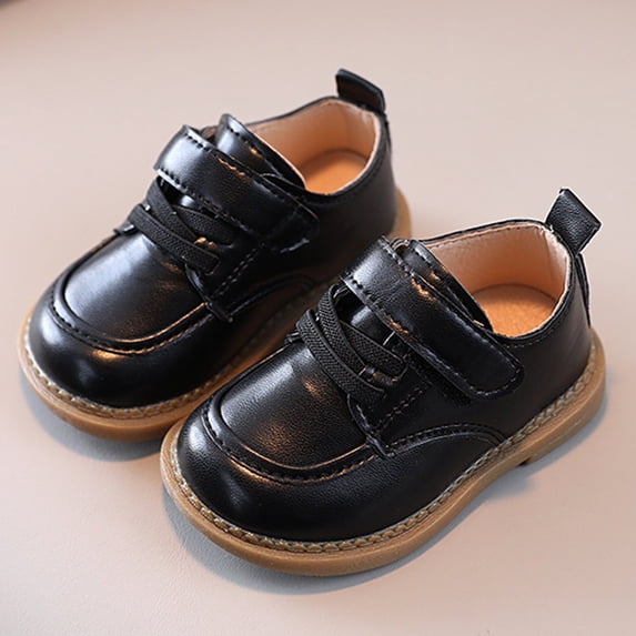 LIJCC Infant Baby Boy Girl Oxford Thick Sole Round Toe Shoes PU Leather Loafers Rubber and Soft Sole Buckle Shoes Dress Shoes Walking Fashion Casual Shoes