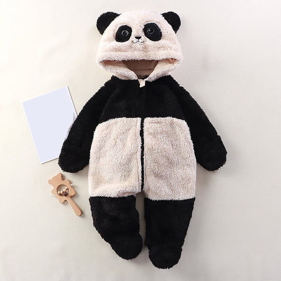 LIJCC Infant Polar Fleece Footies Cute Rabbit Ears Sherpa Lined Hood Animal Onesie Jumpsuits Baby Boys Girls Fall Winter Warm Plush Romper