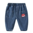 thumbnail image 1 of LIJCC Infant Toddler Baby Boys Jeans Cute Print Baggy Straight Wide Leg Elastic Waist Denim Pants Loose Casual Jean Pants(Dark Blue,6-12 Months), 1 of 7