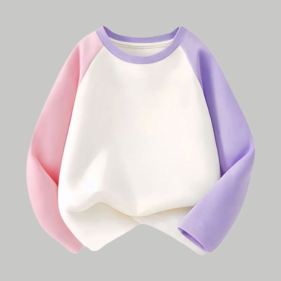 LIJCC Kid Boys Girls Long Sleeve Round Neck Pure Cotton Loose Fit Contrast Color Raglan T Shirts Base Layer Blouse Soft Breathable Casual Top