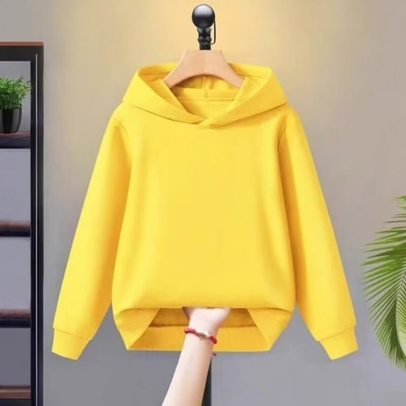 LIJCC Kid Girls Boys Basic Loose Long Sleeve Hoodie Fleece Sweatshirt with Pocket Pullovers Solid Color Hooded Sweater Fall Winter Clothes