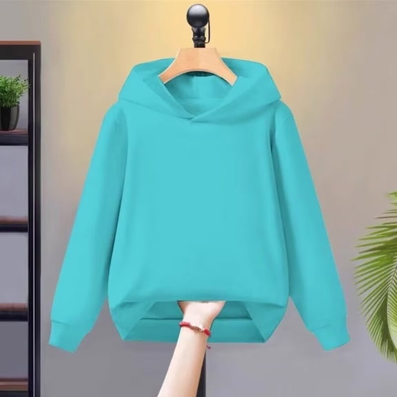 LIJCC Kid Girls Boys Basic Loose Long Sleeve Hoodie Fleece Sweatshirt with Pocket Pullovers Solid Color Hooded Sweater Fall Winter Clothes