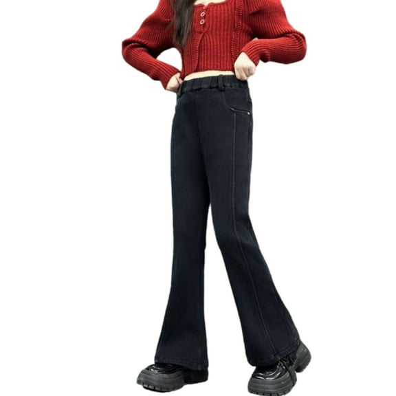 LIJCC Kid Girls Flare Leg Pants Leggings Bell Bottom Jeans Bootcut Athletic Trousers Kids Vintage Slim Fit Stretchy Bootcut Denim Pants