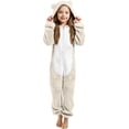 thumbnail image 1 of LIJCC Kid Girls Fleece Lined Onesies Pajamas Warm Zip Up Hooded Fuzzy Sherpa One Piece Onesie Winter Romper Flannel Loungewear Sleepwear, 1 of 6