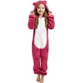 thumbnail image 1 of LIJCC Kid Girls Fleece Lined Onesies Pajamas Warm Zip Up Hooded Fuzzy Sherpa One Piece Onesie Winter Romper Flannel Loungewear Sleepwear, 1 of 6