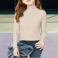 thumbnail image 1 of LIJCC Kid Girls Lettuce Trim Mock Neck Long Sleeve Shirts Ribbed Knit Casual Dressy Slim Fit Tee Shirt Base Layer Tops Tees Soft Casual Basic T Shirt, 1 of 5