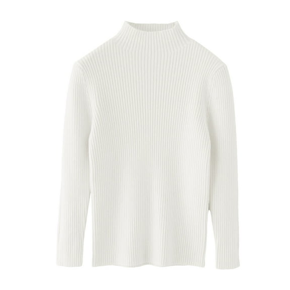 LIJCC Kid Girls Long Sleeve Turtleneck Pullover Sweater Basic Shirt Tee Mock Neck Tee Top Ribbed Knit Casual Top Autumn Winter Fashion Office Wear