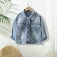 thumbnail image 1 of LIJCC Kid Girls Pearls Denim Jacket 3/4 Sleeve Button Down Pearl Jean Jacket Boyfriend Long Denim Coat Cropped Rhinestones Jean Jackets Trucker Coat, 1 of 8