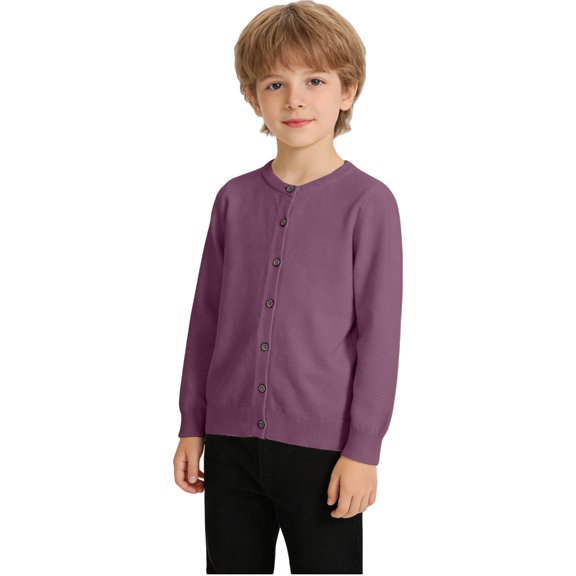 LIJCC Kid Girls Plus Size Button Up Cardigan Sweater O-Neck Crewneck Loose Wool Sweater Coat Long Sleeve Solid Knit Cardigan Fall Winter Clothes