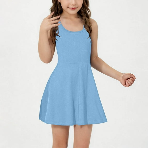 LIJCC Kid Girls Sleeveless Tennis Dresses Golf Outfit High Waist Workout Athletic Skorts A-Line Dress Raceback Golf Dress School Sports Dresses Athletic Outfits