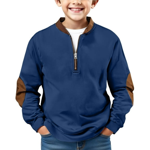 LIJCC Kids Boys 1/4 Zip Up Hoodies Cowboy Western Aztec Lapel Pullover Oversized Sweatshirt Casual Long Sleeve Fall Fashion Clothes