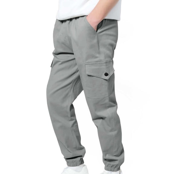 LIJCC Kids Boys Cargo Pants Elastic Waist Pull On Trousers Casual Baggy Youth Quick Dry Hiking Lightweight Joggers Sweatpants Outdoor Teen Sports Clothes