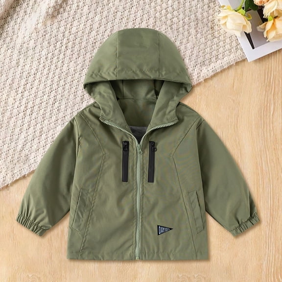 LIJCC Kids Boys Girls Hoodie Windbreaker Jacket Solid Color Zipper Long Sleeve Coat Toddler Adorable Lightweight Raincoats Autumn Windproof Clothes Outerwear