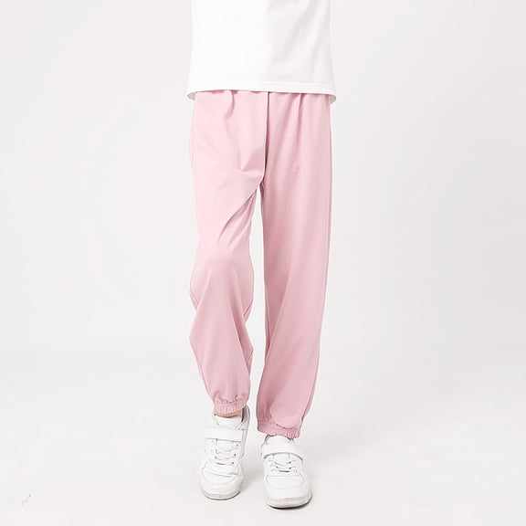 LIJCC Kids Boys Girls Long Bloomers Basic Harem Pants Solid Color Cotton Linen Pants Loose Fit Stretchy Joggers Elastic Waist Baggy Sweatpants Lounge Pajamas Trousers