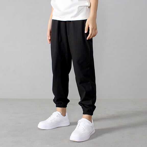 LIJCC Kids Boys Girls Long Bloomers Basic Harem Pants Solid Color Cotton Linen Pants Loose Fit Stretchy Joggers Elastic Waist Baggy Sweatpants Lounge Pajamas Trousers