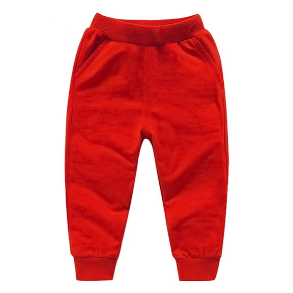 LIJCC Kids Boys Girls Solid Color Cotton Jogger Pants Elastic Waist Winter Pants Toddler Soft Sweatpants Winter Straight Leg Track Pants Baby Bottoms Active Sweatpants