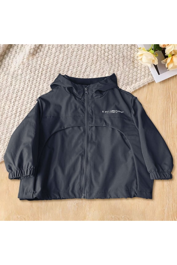 Kids Boys Girls Windbreaker Waterproof Jacket Casual Hooded Long Sleeve Solid Color Zip Up Oversized Raincoat Fall Winter Warm Outdoor Hiking Fall Winter Coat