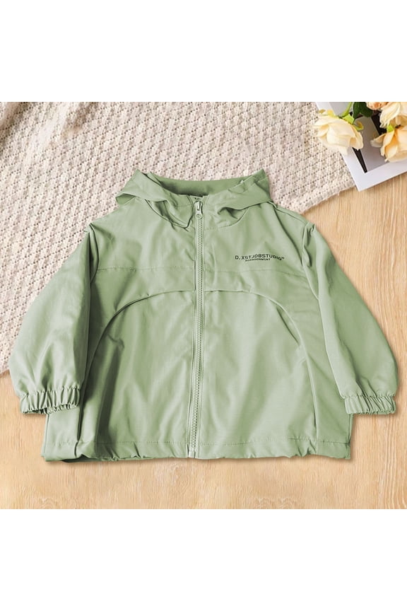 Kids Boys Girls Windbreaker Waterproof Jacket Casual Hooded Long Sleeve Solid Color Zip Up Oversized Raincoat Fall Winter Warm Outdoor Hiking Fall Winter Coat