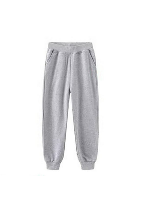 Kids Boys Loose Fit Tapered Jogger Sweatpants Solid Color Cotton Pull on Straight Elastic Waist Sport Pants with Pocket Toddler Fall Casual Trousers