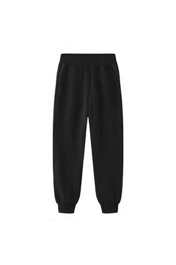 Kids Boys Loose Fit Tapered Jogger Sweatpants Solid Color Cotton Pull on Straight Elastic Waist Sport Pants with Pocket Toddler Fall Casual Trousers
