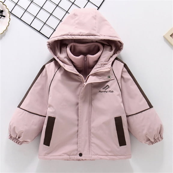 LIJCC Kids Girl's Lightweight Raincoats Waterproof Windbreaker Ski Jacket Winter Warm Fleece Lined Snow Windproof Removable Hooded Ski Coat Outdoor Rain Jacket