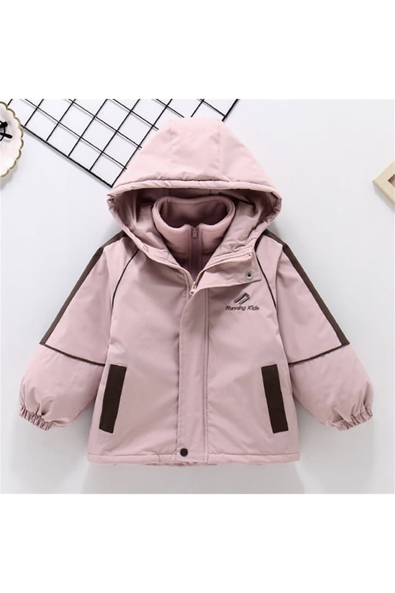 Kids Girl's Lightweight Raincoats Waterproof Windbreaker Ski Jacket Winter Warm Fleece Lined Snow Windproof Removable Hooded Ski Coat Outdoor Rain Jacket