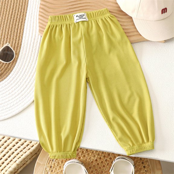 LIJCC Kids Girls Baggy Harem Pants Workout Athletic Joggers Elastic Waist Solid Color Ribbed Soft Casual Sweatpants Light Thin Relaxed Joggers Fall Winter Trousers