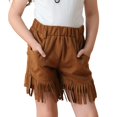 thumbnail image 1 of LIJCC Kids Girls Faux Suede Fringe Shorts Tassel Retro Solid Color Rodeo Performance Costume Shorts with Pockets(Coffee,9-10 Years), 1 of 4