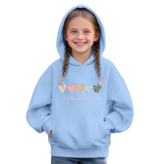 LIJCC Kids Girls Long Sleeve Cute Print Hoodie Cute Heart Graphic Oversized Sweatshirts Winter Clothes Casual Shirts Pullover Sweater Tops Aesthetic Sweatshirt