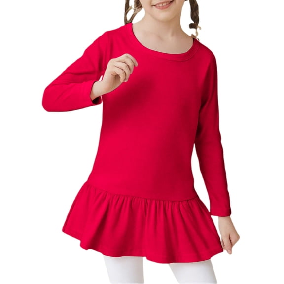 LIJCC Kids Girls Tennis Dress Plain Pleated Athletic Dress Casual Holiday Dresses Long Sleeve Crewneck Fall Winter Christmas Warm Solid Color Soft Dresses