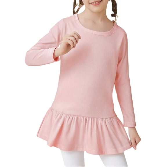 LIJCC Kids Girls Tennis Dress Plain Pleated Athletic Dress Casual Holiday Dresses Long Sleeve Crewneck Fall Winter Christmas Warm Solid Color Soft Dresses