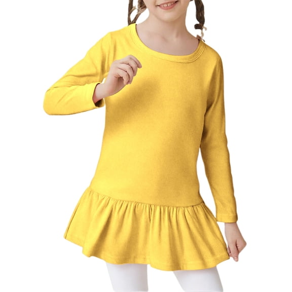 LIJCC Kids Girls Tennis Dress Plain Pleated Athletic Dress Casual Holiday Dresses Long Sleeve Crewneck Fall Winter Christmas Warm Solid Color Soft Dresses