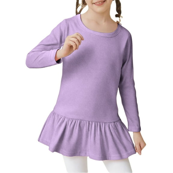 LIJCC Kids Girls Tennis Dress Plain Pleated Athletic Dress Casual Holiday Dresses Long Sleeve Crewneck Fall Winter Christmas Warm Solid Color Soft Dresses