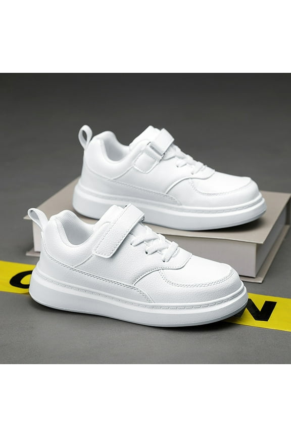 Kids Leather Sports Sneakers Boys Girls Athletic Running Shoes with Secure fit Lightweight Athletic Walking Jogging Sport Shoes for Running and Play