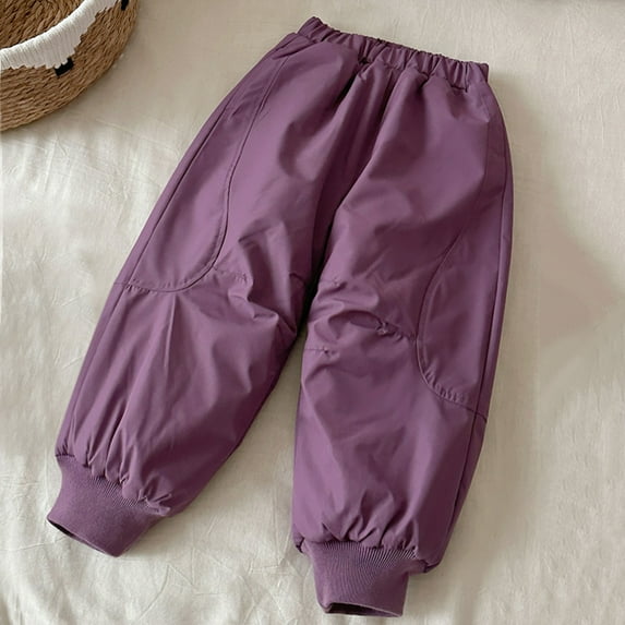 LIJCC Kids Snow Pants Boys Girls Waterproof Windproof Winter Thicken Warm Insulated Ski Hiking Pants Quilted Jogger Snowpants Loose Elastic Waist Trousers