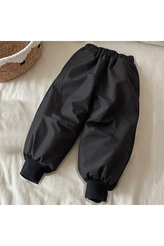 Kids Snow Pants Boys Girls Waterproof Windproof Winter Thicken Warm Insulated Ski Hiking Pants Quilted Jogger Snowpants Loose Elastic Waist Trousers