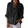 thumbnail image 1 of LIJCC Ladies Cotton and Linen Tie Back Shirt Women Button Down Shirts Cotton Linen Blouse Tops 3/4 Sleeve Collar Shirt Tunic Loose Fit Fashion Trendy Clothes, 1 of 4