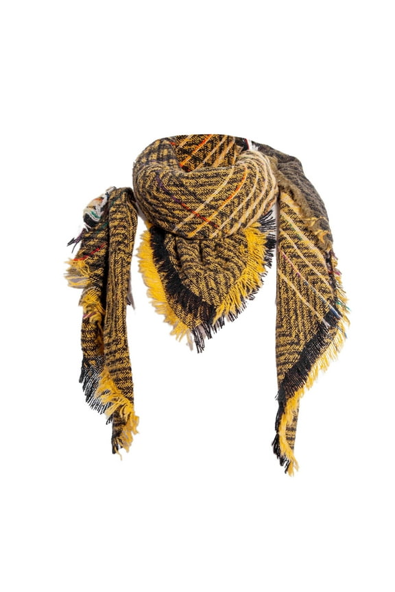 Ladies Plaid Scarf Triangle Scarf Women Fall Winter Scarf Classic Tassel Plaid Scarf Warm Soft Chunky Large Blanket Wrap Shawl Scarves