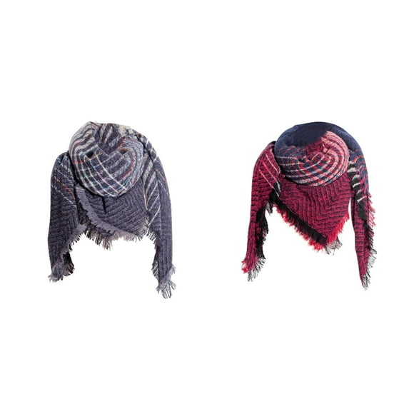 LIJCC Ladies Plaid Scarf Triangle Scarf Women Fall Winter Scarf Classic Tassel Plaid Scarf Warm Soft Chunky Large Blanket Wrap Shawl Scarves