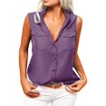 thumbnail image 1 of LIJCC Ladies Summer Loose Shirt Lapel Sleeveless Shirt Women'S Summer Solid Lapel Sleeveless Tank Tops Button Down Shirts Ladies Shirts, 1 of 5