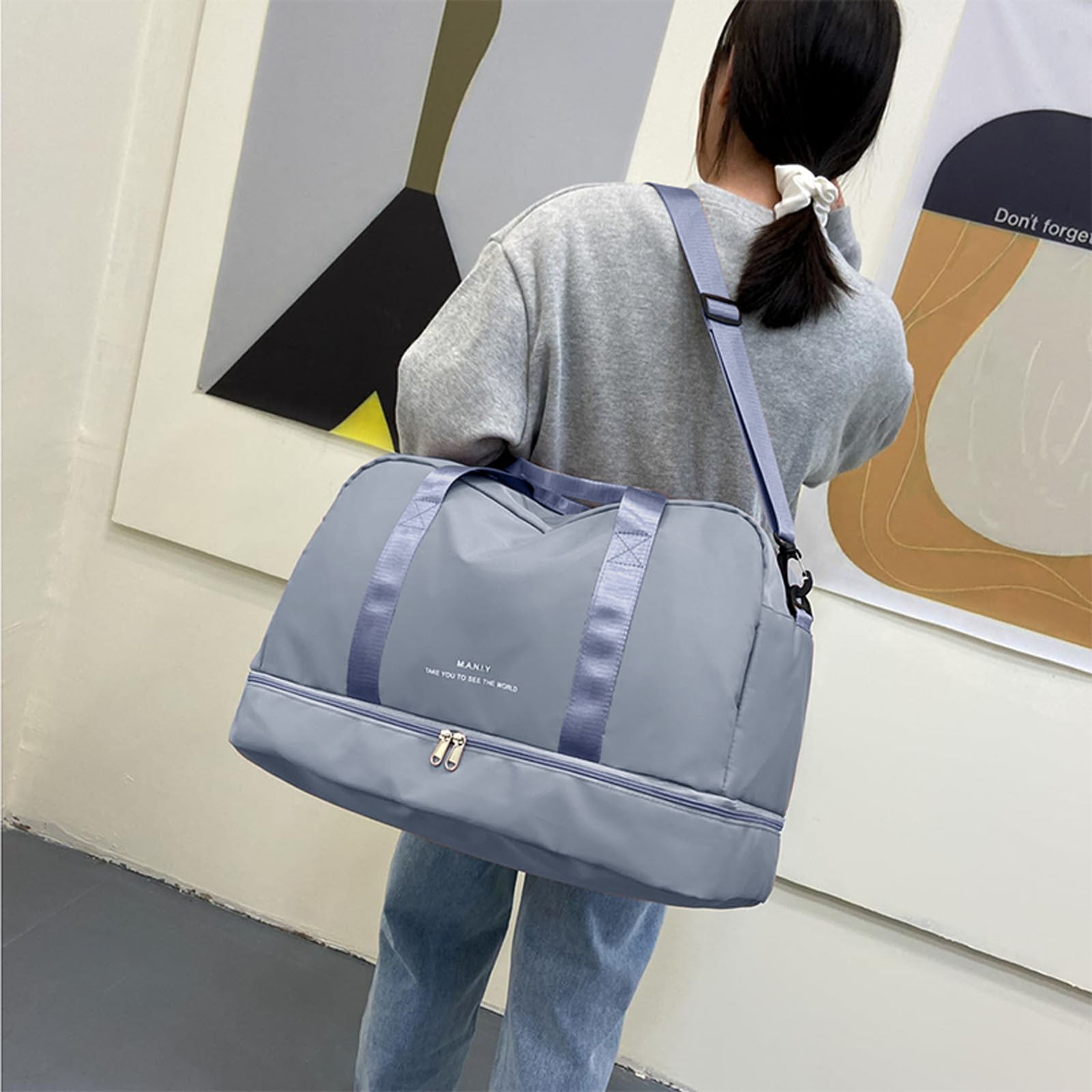 LIJCC Light Gym Bag with Shoe Compartment Expandable Large Gym Bags ...
