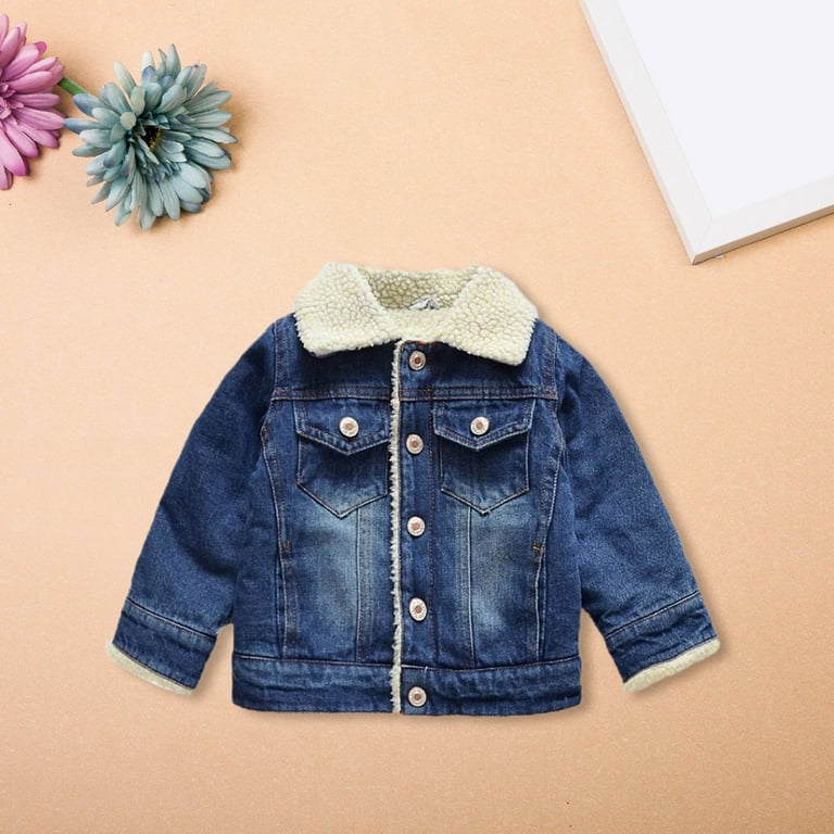 LIJCC Little Boys Girls Sherpa Fleece Lined Denim Jacket Cute