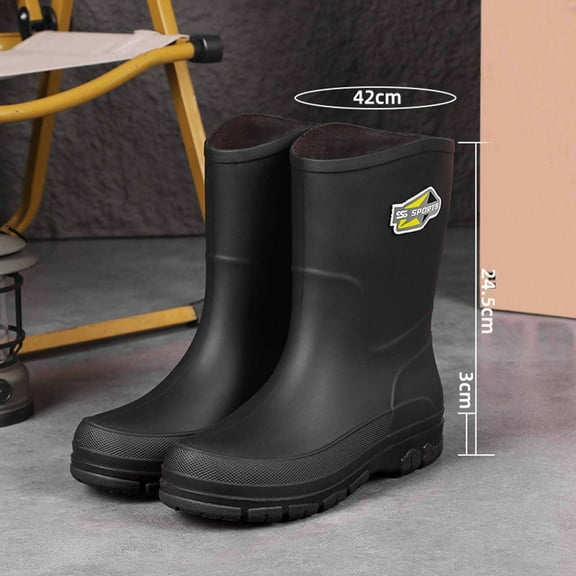LIJCC Men Waterproof Non-slip Outdoor Garden Rain Boots Breathable Lightweight Rainboots Mid Calf Deck Fishing Outdoor Muck Work Shoes Slip Resistant Shoes