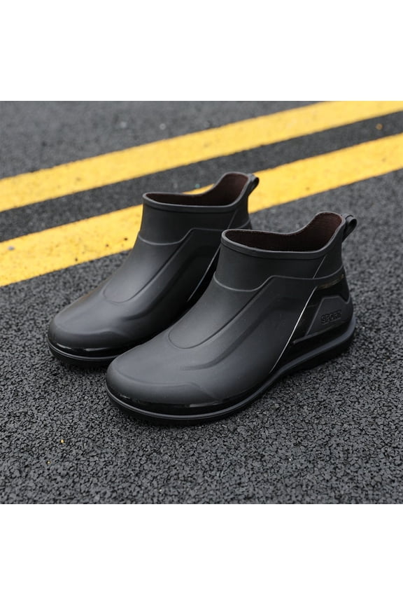Men's Ankle Boots Short-Tube Barrel Rain Boots Rubber Shoes Non-Slip Durable Waterproof Outdoor Garden Shoes Outdoor Fishing Rain Shoes